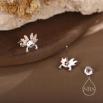 Tiny Cute Axolotl Stud Earrings in Sterling Silver, Tiny Earrings - Pet Lover - Cute, Fun, Whimsical