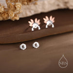 Tiny Cute Axolotl Stud Earrings in Sterling Silver, Tiny Earrings - Pet Lover - Cute, Fun, Whimsical
