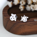 Mismatched Baby Goat and Sheep Stud Earrings in Sterling Silver, Silver or Gold, Asymmetric Baby Sheep Stud Earrings, Farm Earrings
