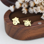 Mismatched Baby Goat and Sheep Stud Earrings in Sterling Silver, Silver or Gold, Asymmetric Baby Sheep Stud Earrings, Farm Earrings
