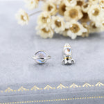 Mismatched Rocket and Planet Stud Earrings in Sterling Silver, Asymmetric Planet and Space Rocket Earrings, Spaceship Earrings