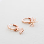 Sterling Silver Mismatched Butterfly and Dragonfly Huggie Hoops, Detachable Butterfly and Dragonfly Hoop Earrings, Gold or Rose Gold