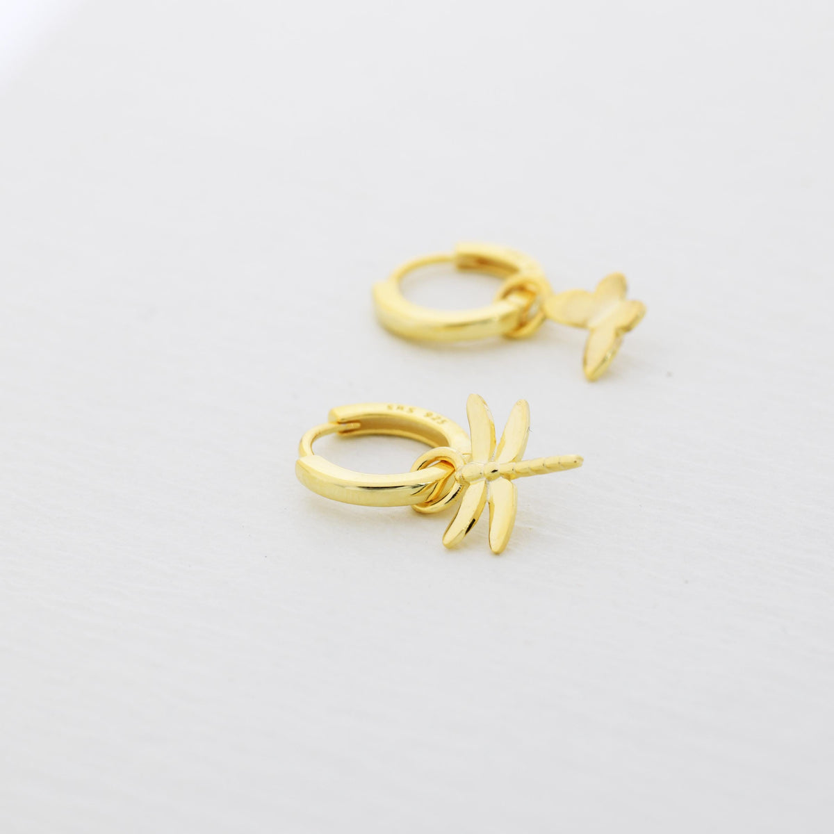 Sterling Silver Mismatched Butterfly and Dragonfly Huggie Hoops, Detachable Butterfly and Dragonfly Hoop Earrings, Gold or Rose Gold