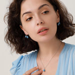 Sterling Silver Enamel Bluebell Flower Drop Stud Earrings, Dainty Dangle Bluebell Flower Earrings, Snowdrop Earrings, Spring Flowers