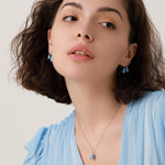 Sterling Silver Enamel Bluebell Flower Pendant Necklace, Dainty Dangle Bluebell Flower Necklace, Snowdrop Earrings, Spring Flowers