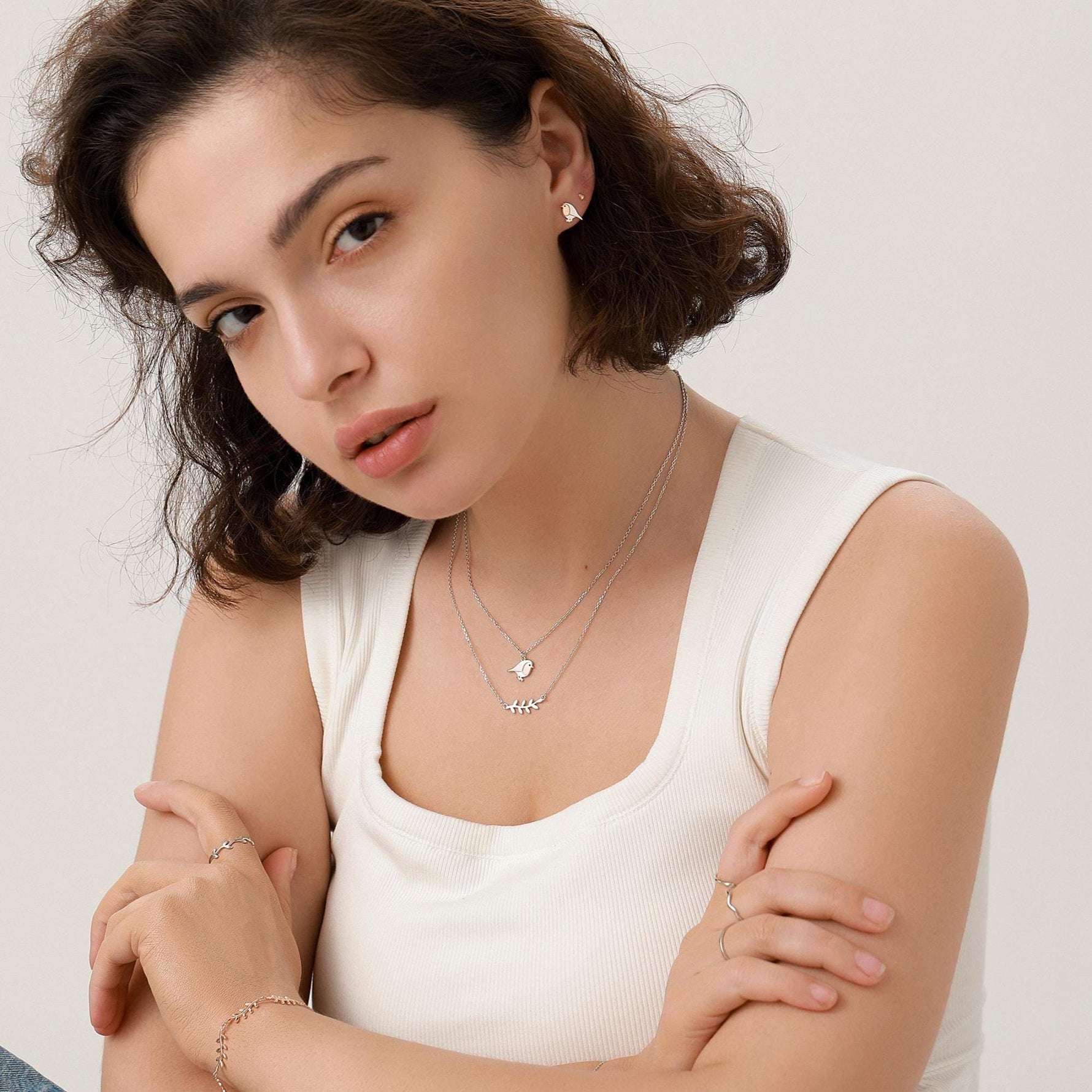 Robin Bird Stud Earrings in Sterling Silver, Silver Bird Earrings, Silver and Rose Gold, Nature Inspired, Christmas, Bundle Available