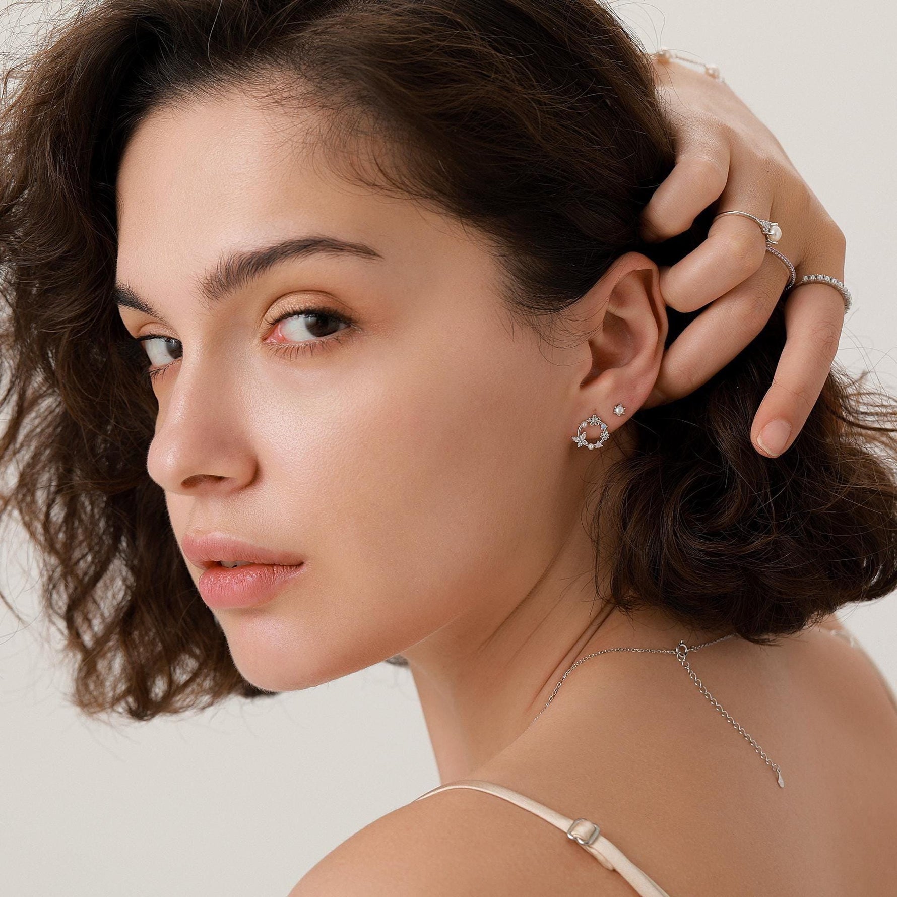 Sterling Silver Genuine Freshwater Pearl 16G Flat Back Stud Earrings