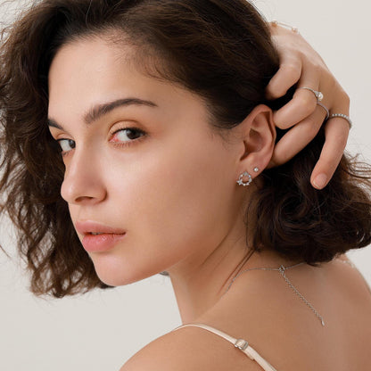 Sterling Silver Genuine Freshwater Pearl 16G Flat Back Stud Earrings