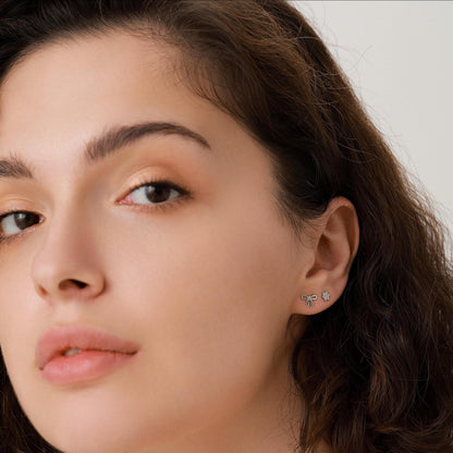 Ribbon Bow Stud Earrings in Sterling Silver, Silver or Gold, Dainty Earrings, Bridesmaid's Jewellery