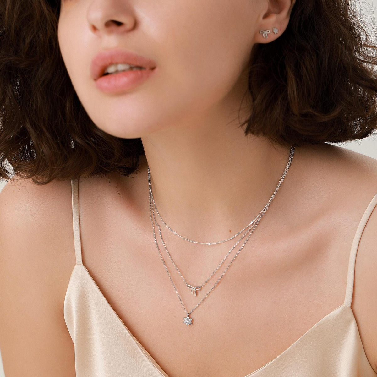 CZ Flower Cluster Pendant Necklace