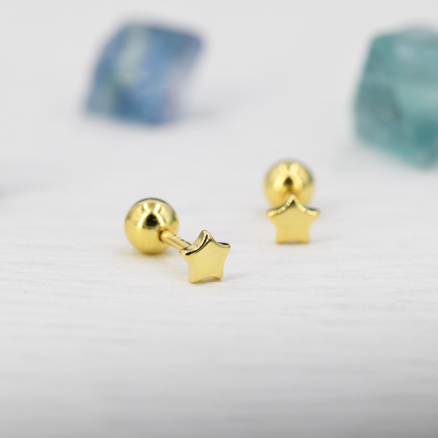 Tiny Star Screw Back Earrings in Sterling Silver, Gold, Rose Gold and Silver, Screw Back Earrings - helix ,cartilage , conch, tragus