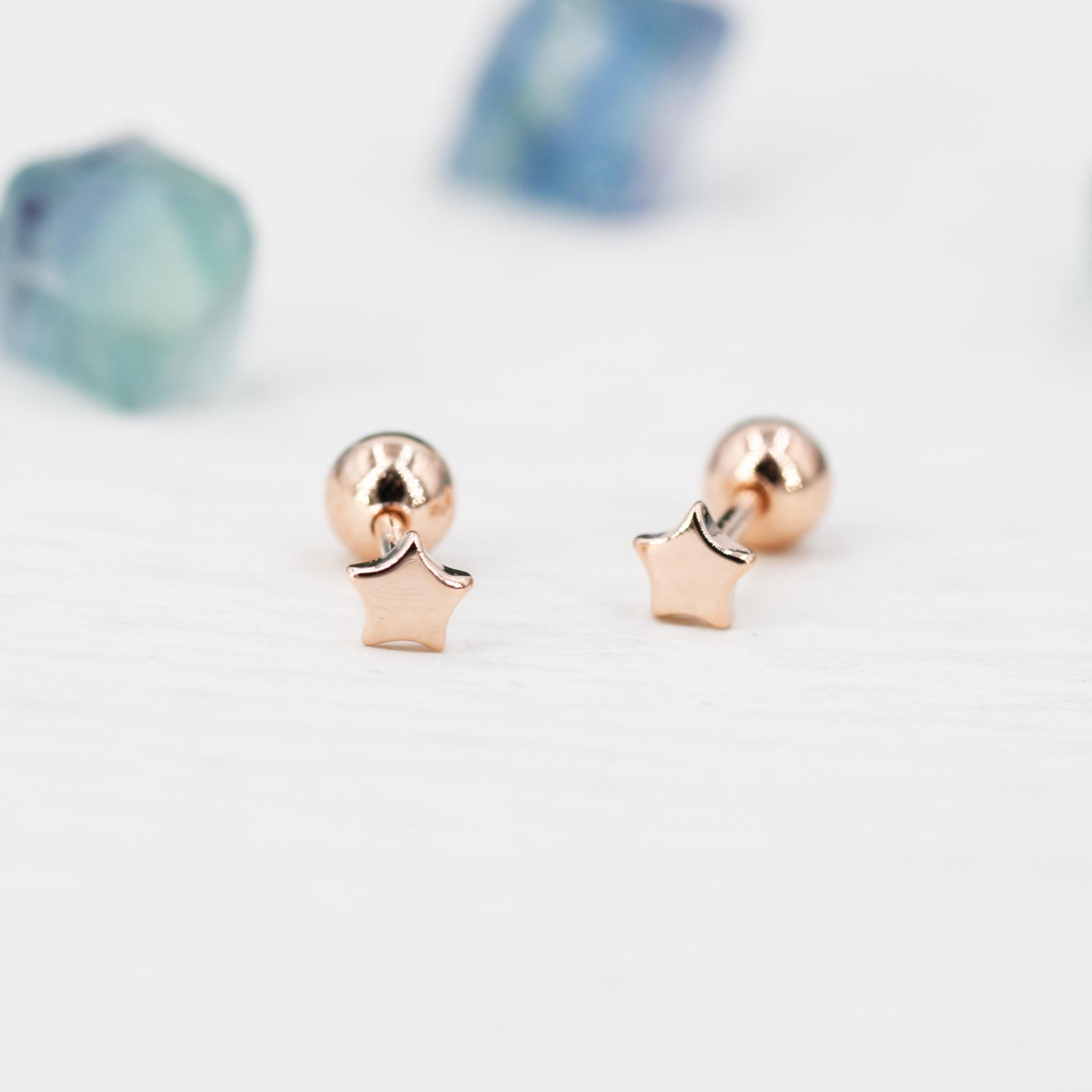 Tiny Star Screw Back Earrings in Sterling Silver, Gold, Rose Gold and Silver, Screw Back Earrings - helix ,cartilage , conch, tragus