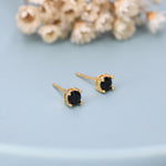Black CZ Stud Earrings in Sterling Silver, Available in 3mm, 4mm, 5mm, Brilliant Cut Black CZ Earrings, Minimal CZ Stud Prong Set