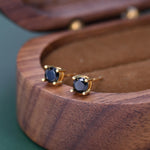 Black CZ Stud Earrings in Sterling Silver, Available in 3mm, 4mm, 5mm, Brilliant Cut Black CZ Earrings, Minimal CZ Stud Prong Set