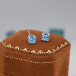 Sterling Silver Natural Topaz Stud Earrings, 4mm Prong Set, Genuine Blue Topaz Gemstone Stud, Minimalist Style,