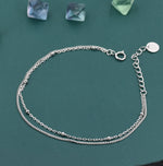 Sterling Silver Double Layer Satellite Chain Bracelet in Sterling Silver, Delicate Layer Bracelet, Minimalist Bracelet