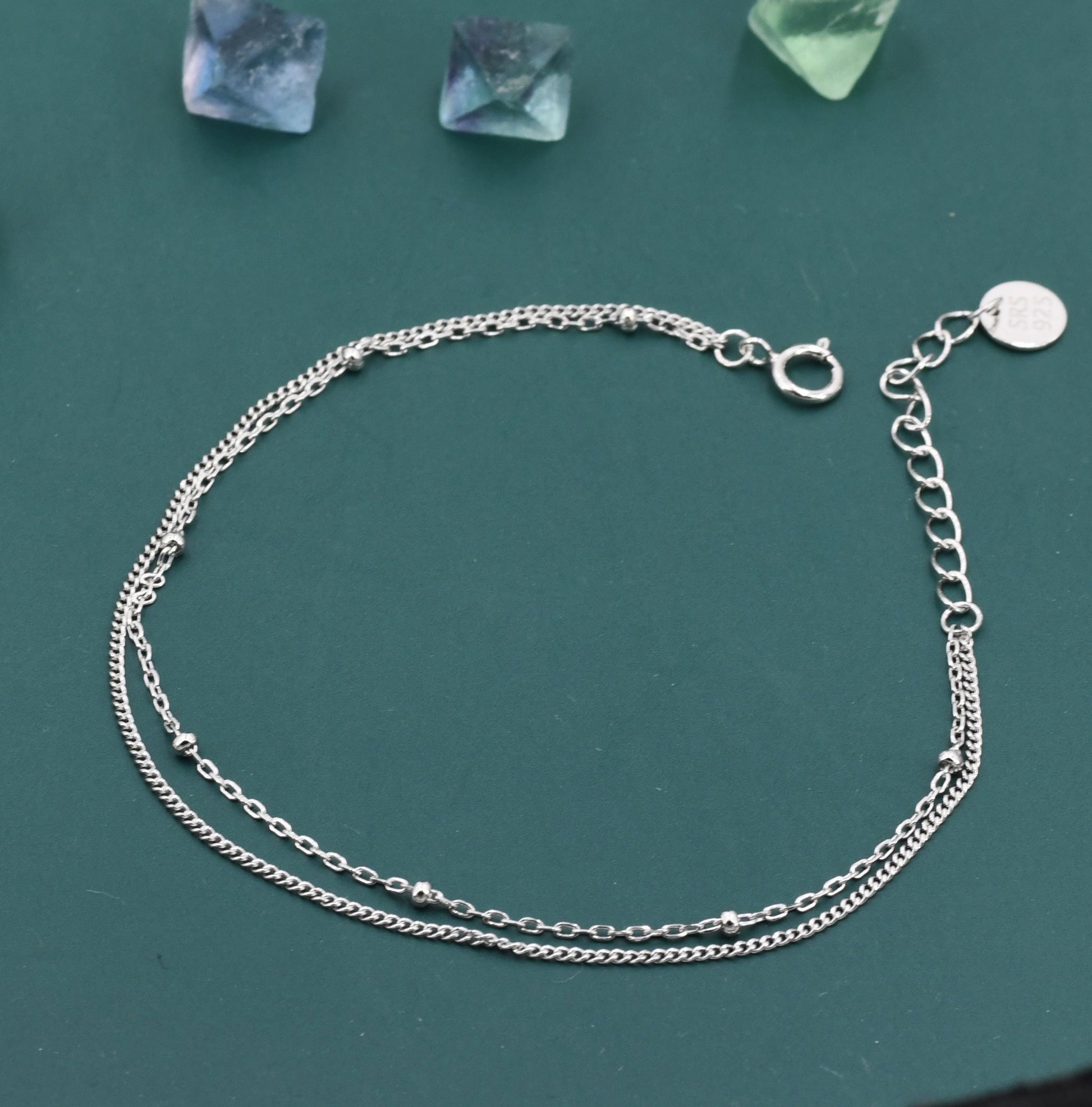 Sterling Silver Double Layer Satellite Chain Bracelet in Sterling Silver, Delicate Layer Bracelet, Minimalist Bracelet