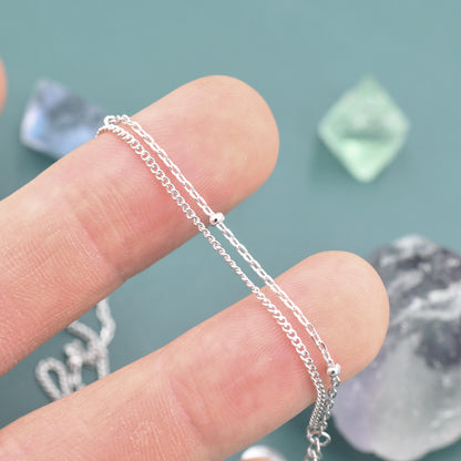 Sterling Silver Double Layer Satellite Chain Bracelet in Sterling Silver, Delicate Layer Bracelet, Minimalist Bracelet