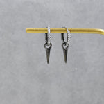 Sterling Silver Delicate Spike Hoop Earrings, Detachable Charm Dangle Hoop Earrings, Silver or Gold or Rose Gold or Black, Interchangeable