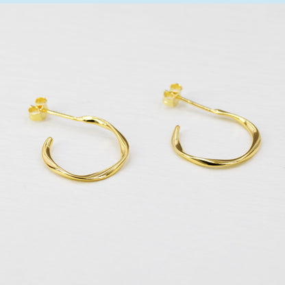 Sterling Silver Mobius Hoop Stud Earrings, Mobius Earrings, Circle Stud Earrings