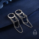 Triple Chained Hoop Earrings in Sterling Silver, Silver or Gold or Rose Gold, Huggie Hoops with Three Chains