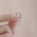 Double Chained Hoop Earrings in Sterling Silver – Silver, Gold or Rose Gold Huggie Hoops with Two Chains