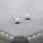 Mother of Pearl from the Queen Conch Shell Stud Earrings in Sterling Silver, 4mm, Genuine mother of pearl Stud, 4 Prongs,