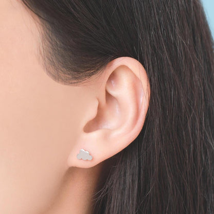 Sterling Silver Mismatched Plane and Cloud Stud Earrings, Silver or Gold, Asymmetric Cloud and Airplane Earrings