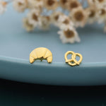 Mismatched Croissant and Pretzel Heart Knot Earrings in Sterling Silver, Silver, Gold or Rose Gold, Knot Earrings, Asymmetric Earrings
