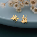 Tiny Mismatched Stag Beetle Stud Earrings in Sterling Silver, Silver or Gold or Rose Gold, Asymmetric Beetle Earrings, Bugs Earrings,