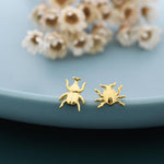 Tiny Mismatched Little Stag Beetle Stud Earrings in Sterling Silver, Silver or Gold, Asymmetric Beetle Earrings, Bugs Earrings, Bugs Stud