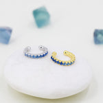 Sapphire Blue Ombre CZ Ear Cuff in Sterling Silver, Silver or Gold, Simple Piercing Free Earrings, Minimalist Ear Cuff, Blue CZ Ear Cuff