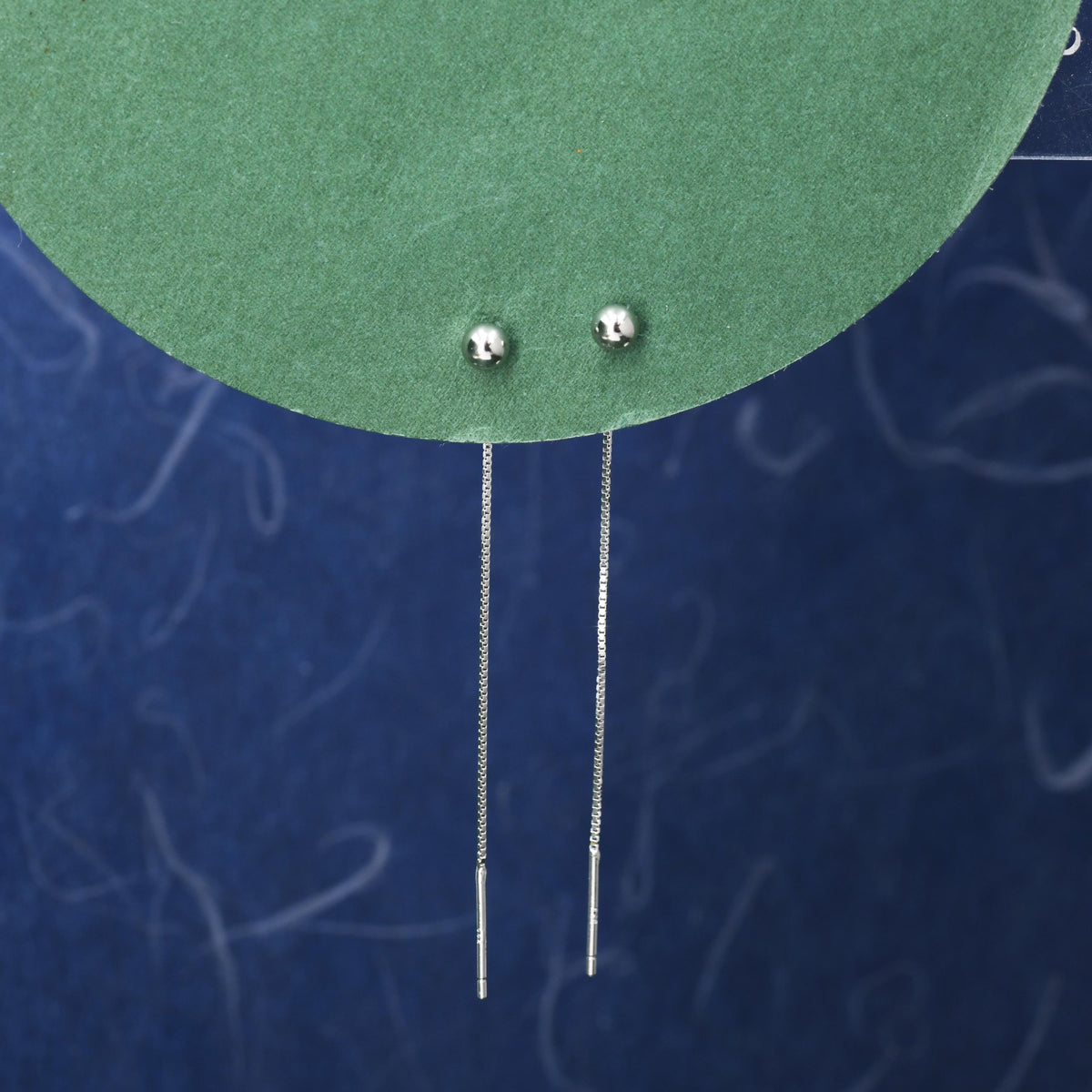 6cm Sterling Silver Minimal Ball Threader Earrings, Silver, 3mm ball, Minimal Box Chain Threader earrings