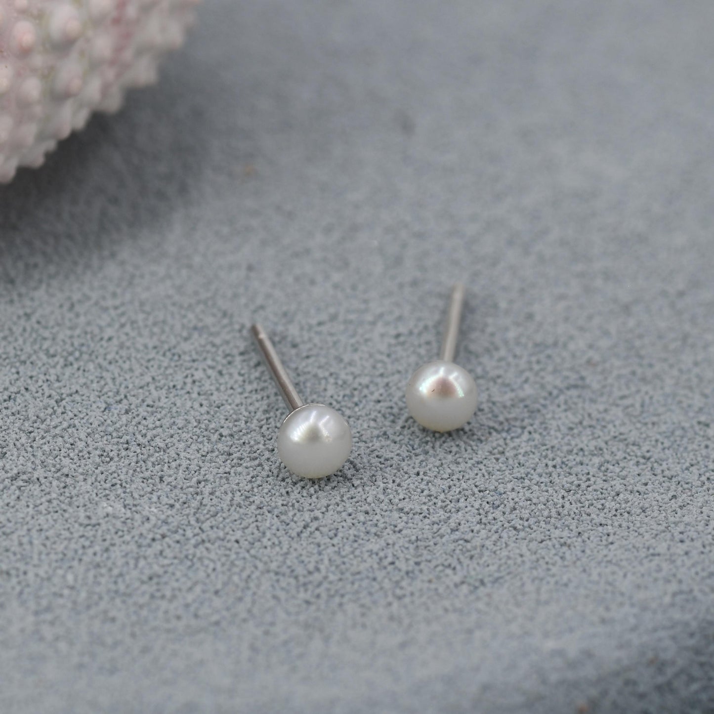 Extra Tiny Genuine Pearl Stud Earrings in Sterling Silver, 3mm Small Pearl Stud, Silver Pearl Earrings,