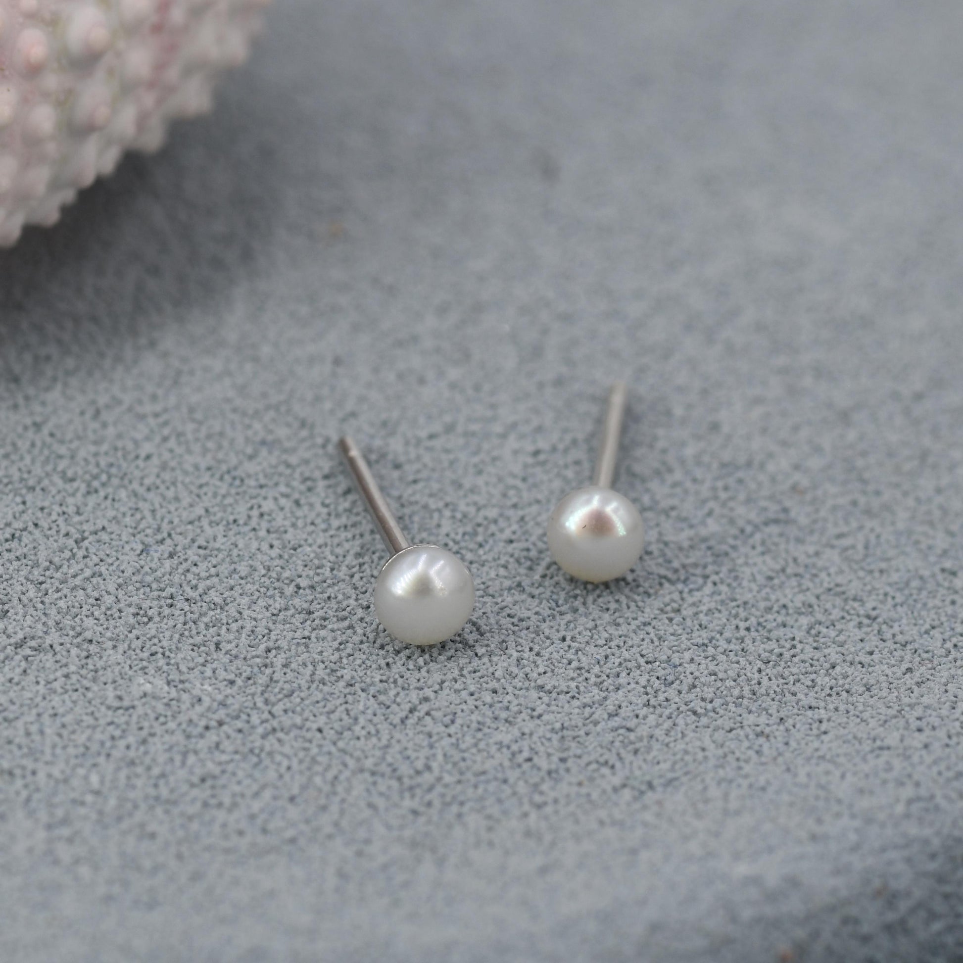 Extra Tiny Genuine Pearl Stud Earrings in Sterling Silver, 3mm Small Pearl Stud, Silver Pearl Earrings,