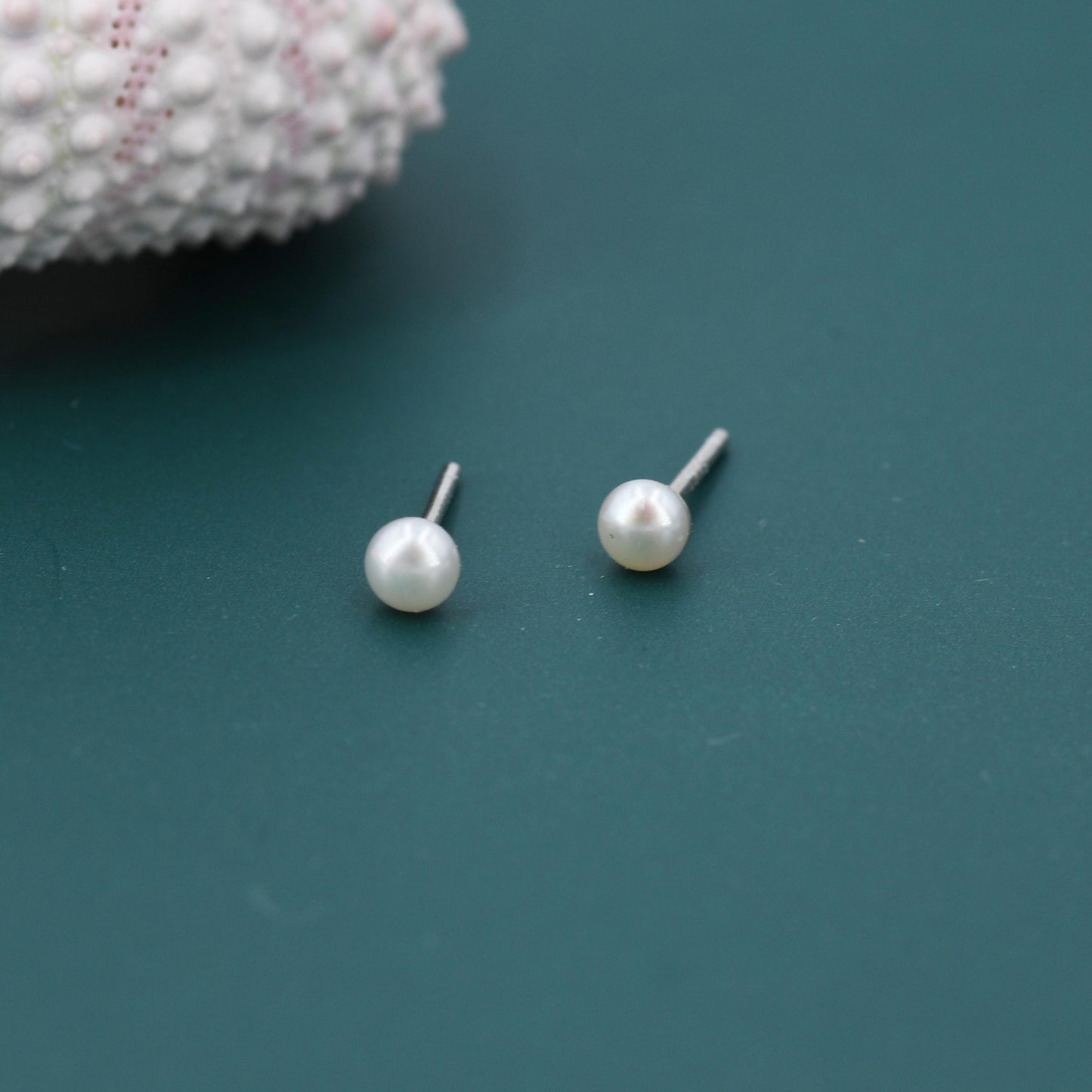 Extra Tiny Genuine Pearl Stud Earrings in Sterling Silver, 3mm Small Pearl Stud, Silver Pearl Earrings,