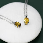 Very Tiny Genuine Tourmaline Crystal Oval Pendant Necklace in Sterling Silver, 4x6 mm