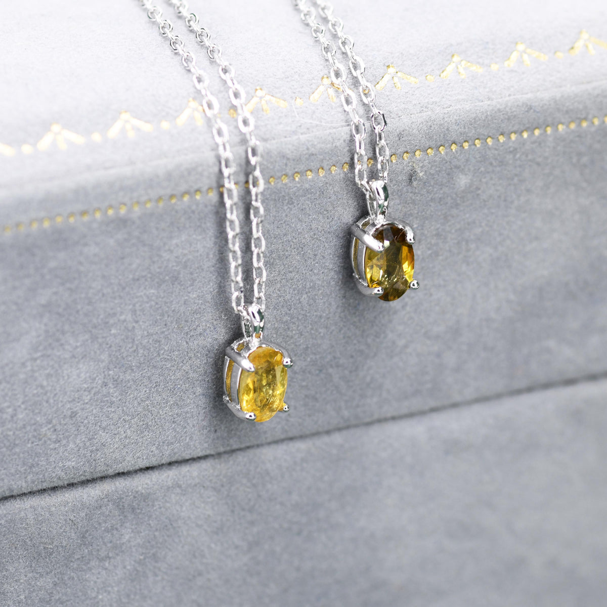 Very Tiny Genuine Tourmaline Crystal Oval Pendant Necklace in Sterling Silver, 4x6 mm