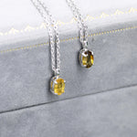Very Tiny Genuine Tourmaline Crystal Oval Pendant Necklace in Sterling Silver, 4x6 mm