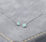 4mm Aqua Green Opal Dot Threader Earrings in Sterling Silver, Lab Opal Ear Threaders, Silver or Gold, Opal Threaders, Chain Earrings