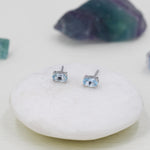 Tiny Genuine Topaz Crystal Stud Earrings in Sterling Silver, 3x5mm Natural Topaz Oval Crystal Earrings, March Birthstone