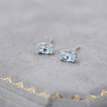 Tiny Genuine Topaz Crystal Stud Earrings in Sterling Silver, 3x5mm Natural Topaz Oval Crystal Earrings, March Birthstone