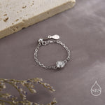 Delicate Sterling Silver Sparkly CZ Soft Ring, Adjustable Size CZ Crystal Chain Ring, Silver or Gold, Soft chain Ring in Sterling Silver