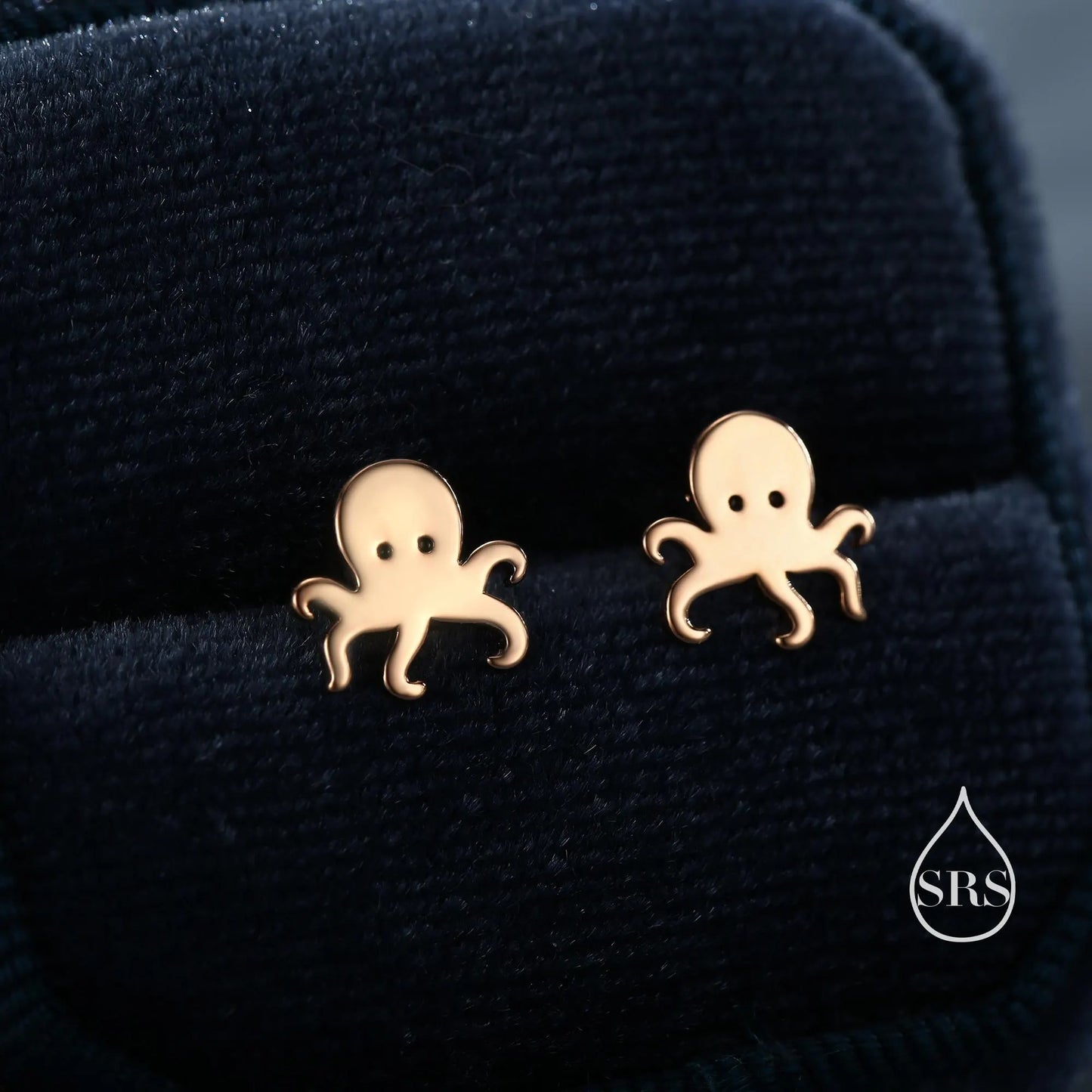 Tiny Octopus Stud Earrings/Flat Back Earrings in Sterling Silver, Silver, Gold or Rose Gold, Animal Earrings - Ocean Fish Earrings