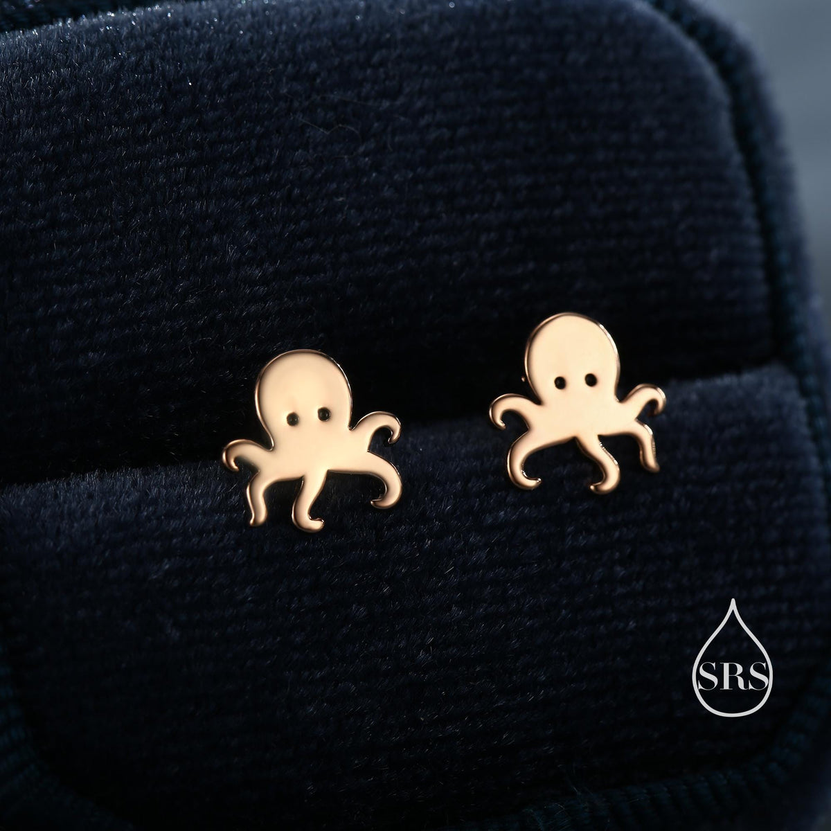 Tiny Octopus 16G Internally Threaded Flat Back Earrings in Sterling Silver, Animal Earrings