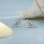 Tiny Mermaid Screw Back/ Flat Back / Stud Earrings in Sterling Silver, Silver or Gold or Rose Gold, Mermaid Fish Earrings, Fun and Dainty