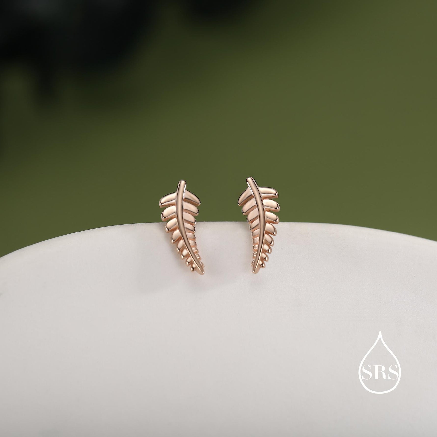Little Fern Leaf 18G Screw Back Earrings in Sterling Silver