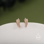 Little Fern Leaf 16G Internally Threaded Flat Back Earrings in Sterling Silver