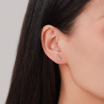 Little Fern Leaf 16G Internally Threaded Flat Back Earrings in Sterling Silver