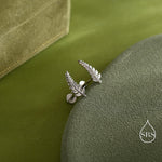 Little Fern Leaf 16G Internally Threaded Flat Back Earrings in Sterling Silver